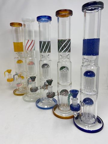 STRAIGHT TUBE WITH 2 LAYER TREE PERC COMES WITH FANCY HORN BOWL - Limitless Puff
