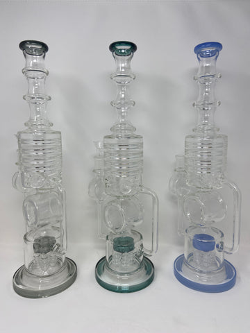 FANCY WATER PIPE WITH SPRIKLER PERC AND DONUT RECYCLER - Limitless Puff