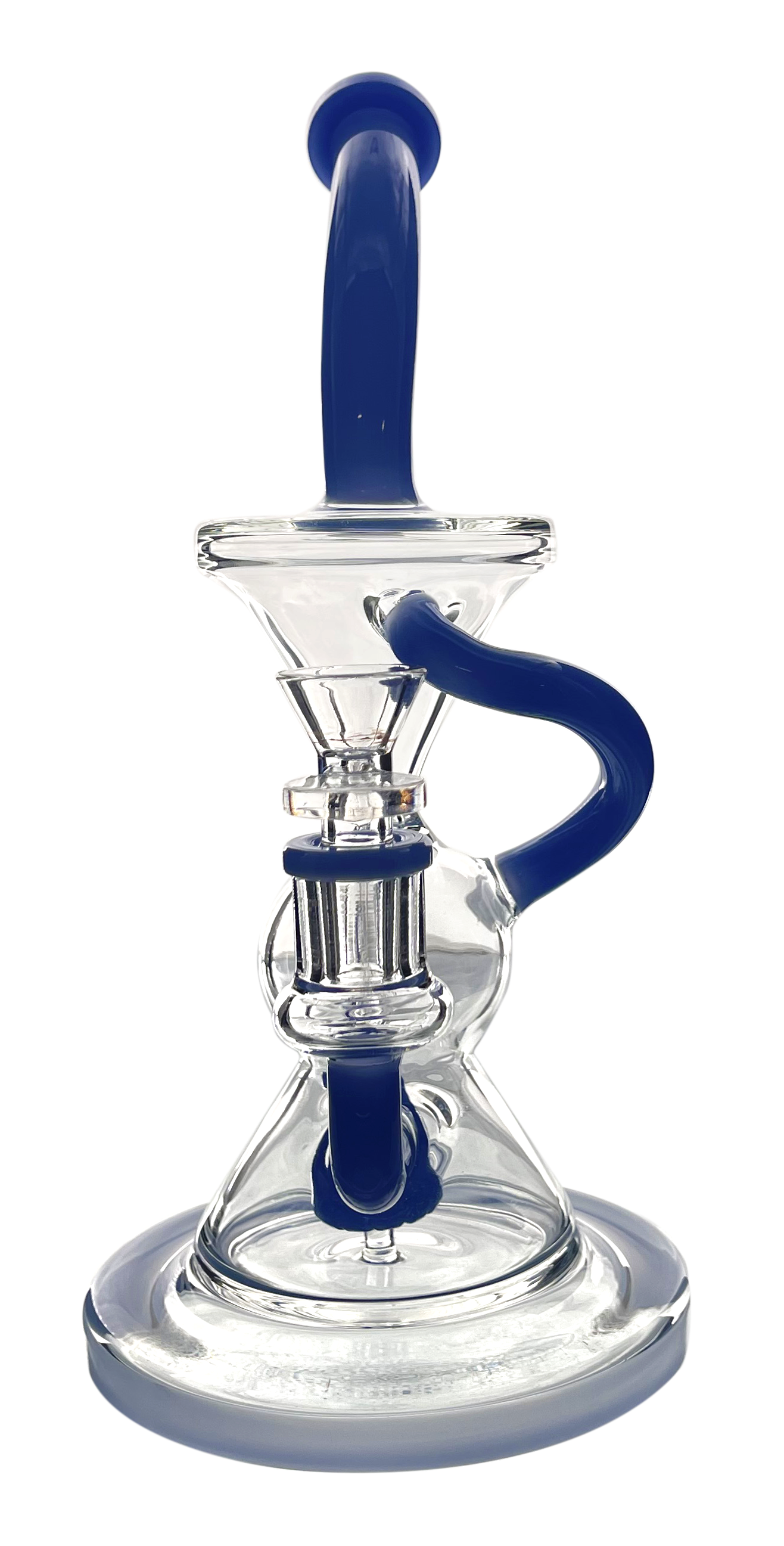 2 ARM RECYCLER WITH COLOR TUBE BEND MOUTHPIECE WITH SHOWERHEAD PERC - Limitless Puff