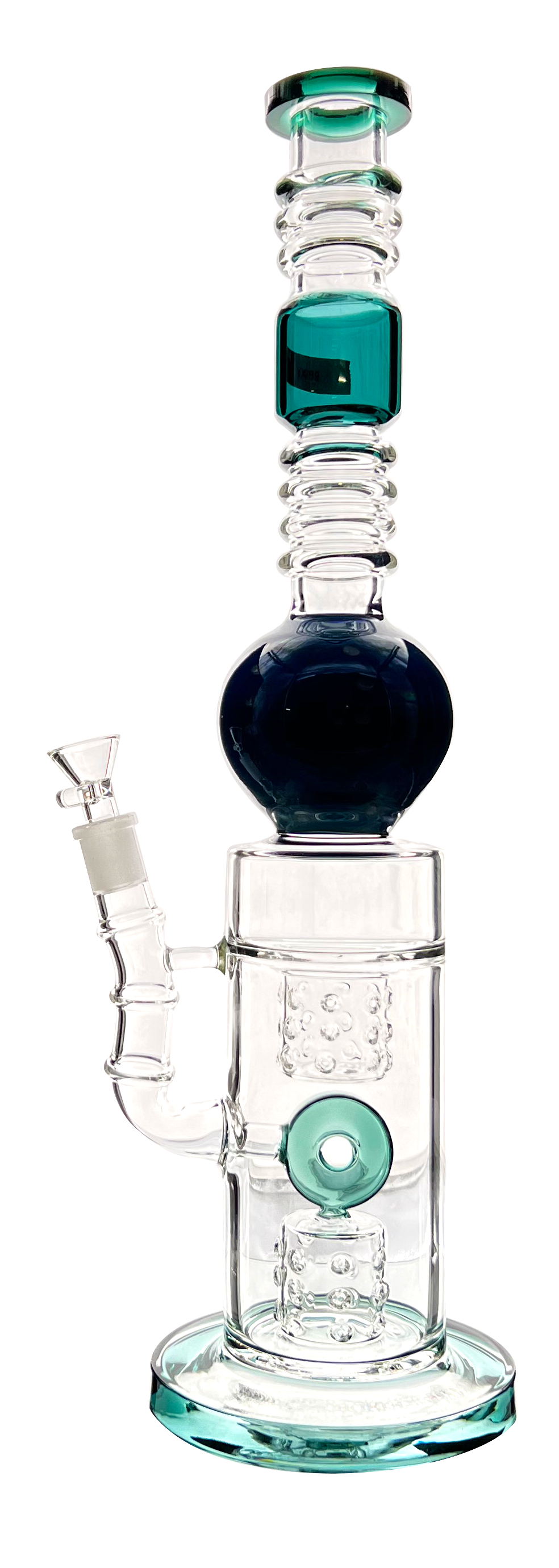 FANCY WATER PIPE WITH 2 SWISS PERC DONUT RECYCLER WITH SPHERE MARBLE - Limitless Puff